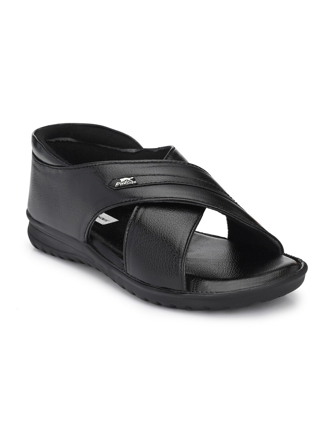 

BUCIK Men Textured Comfort Sandals, Black