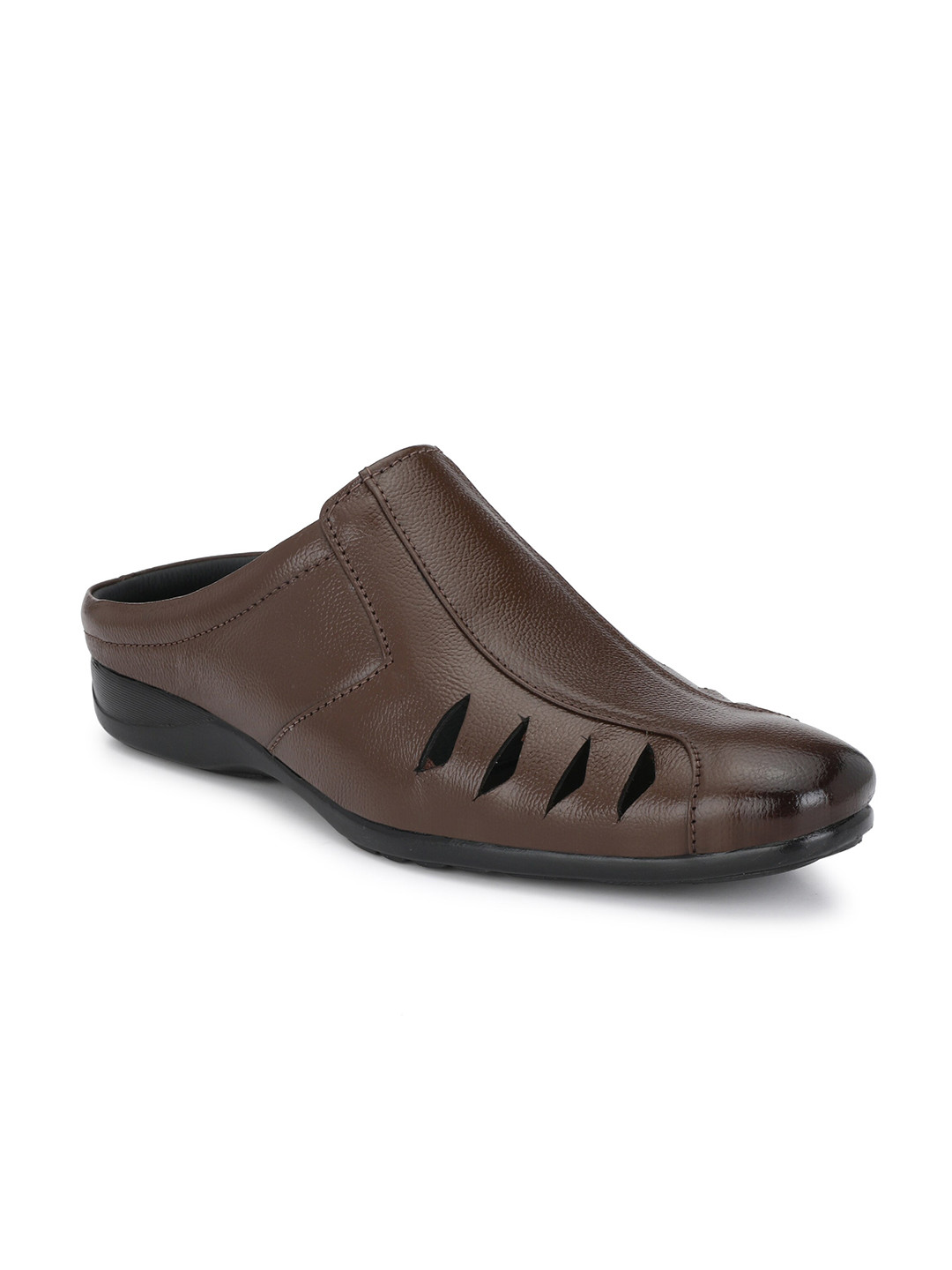 

BUCIK Men Leather Shoe-Style Sandals, Brown
