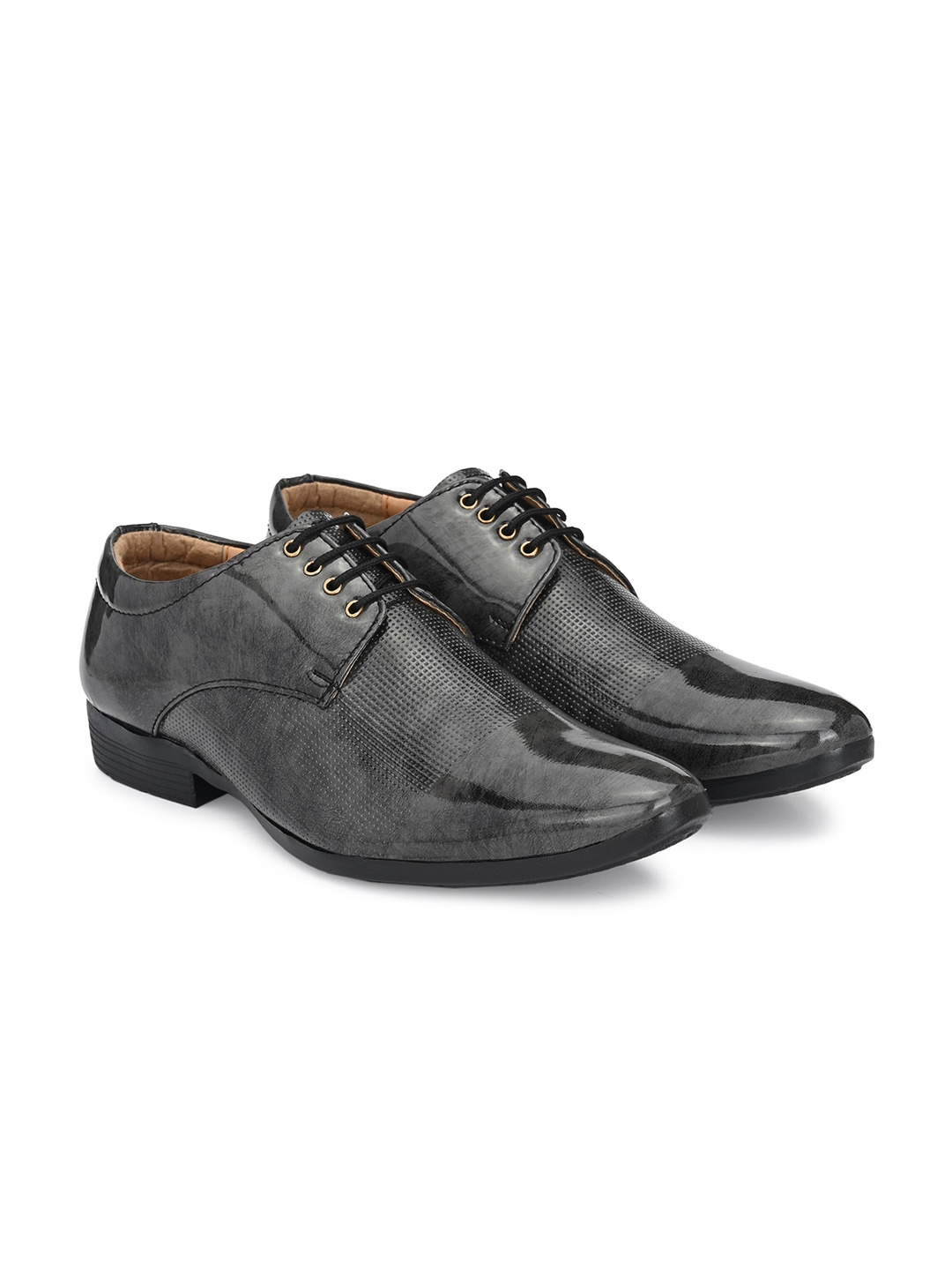 

BUCIK Men Perforated Comfort-Fit Formal Derbys, Grey