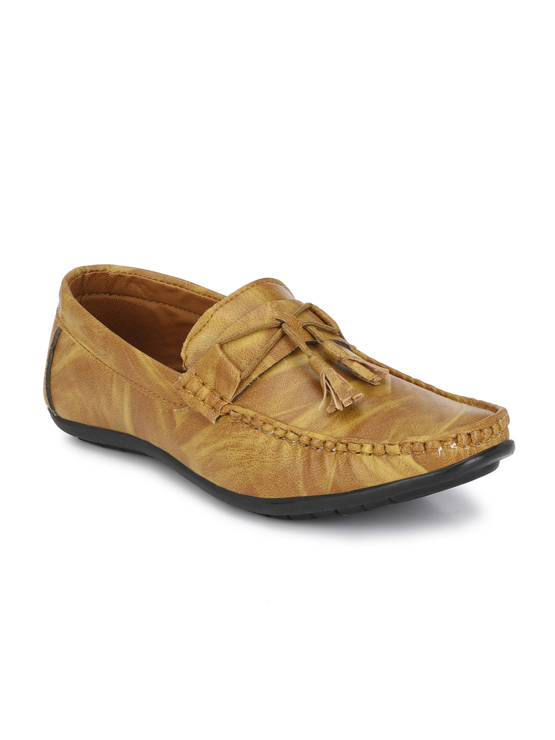 

BUCIK Men Square Toe Lightweight Comfort Insole Tassel Loafers, Beige