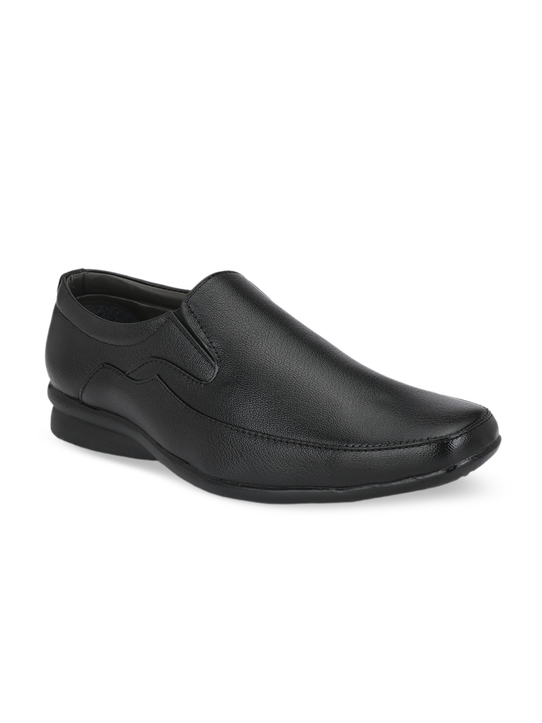 

BUCIK Men Textured Comfort-Fit Formal Slip-On Shoes, Black
