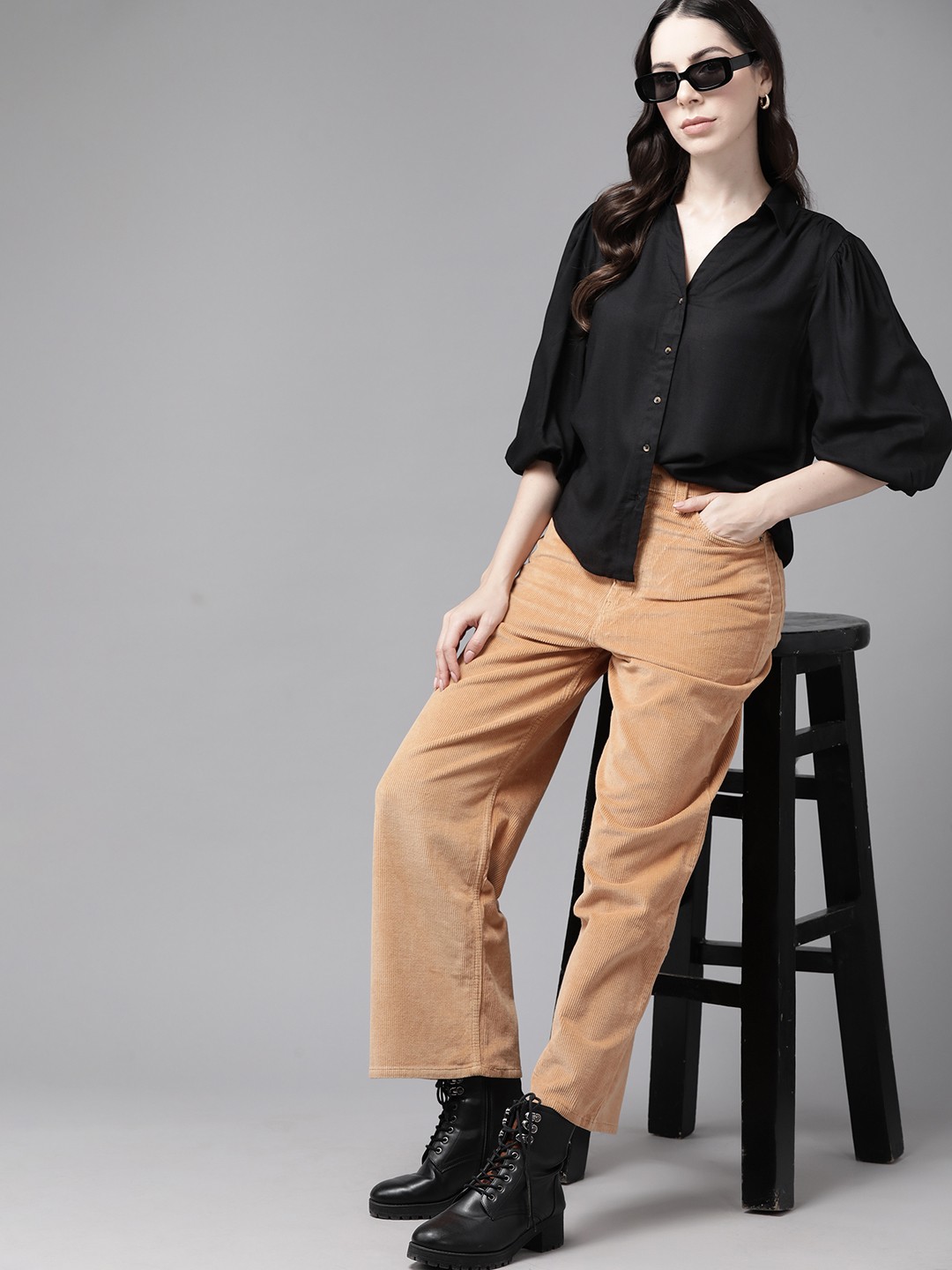 

The Roadster Lifestyle Co. Notched Collar Casual Shirt, Black