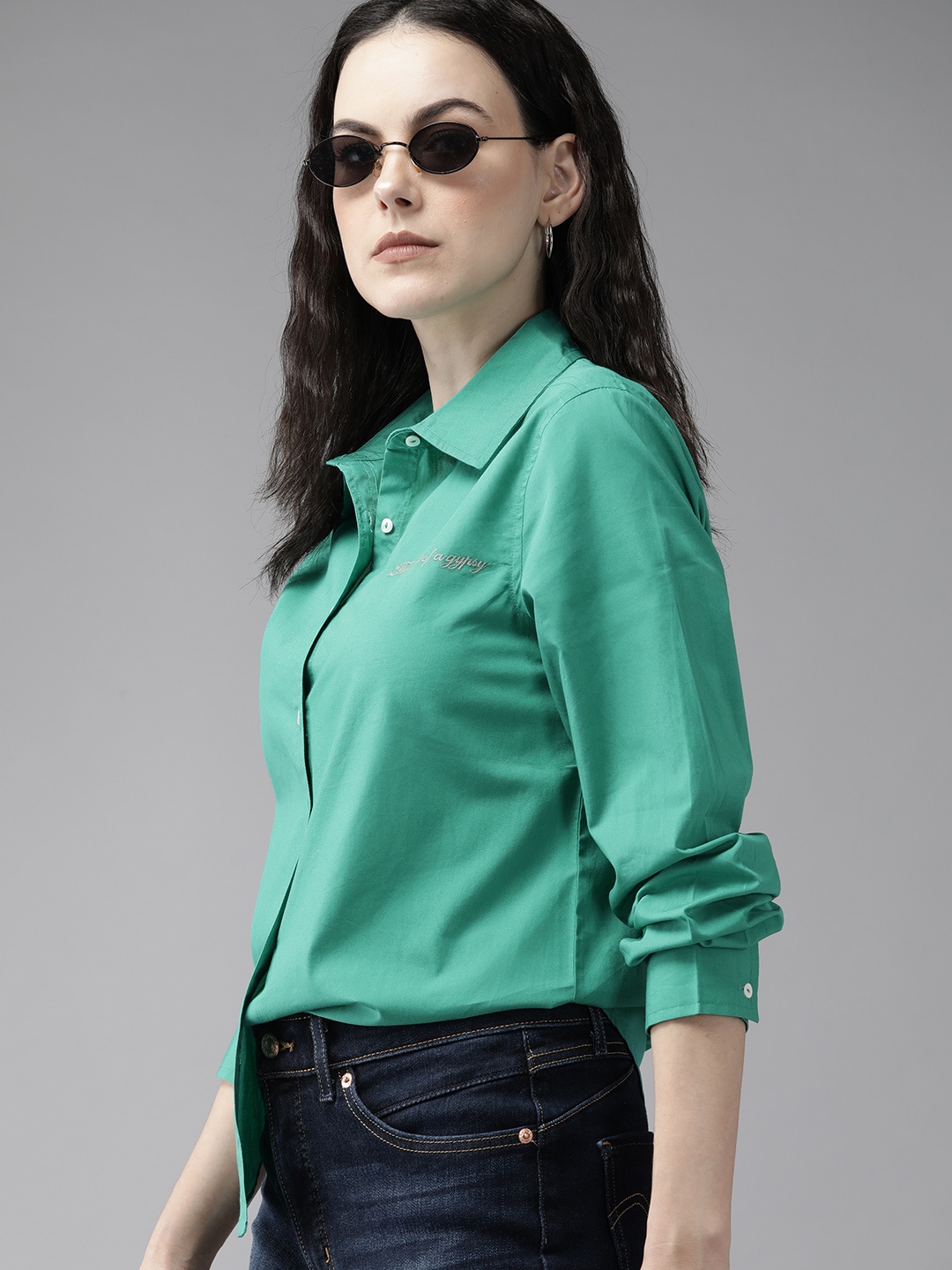 

The Roadster Lifestyle Co.Pure Cotton Casual Shirt, Green