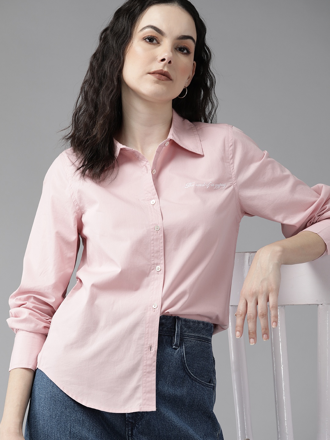 

The Roadster Lifestyle Co.Pure Cotton Casual Shirt, Pink