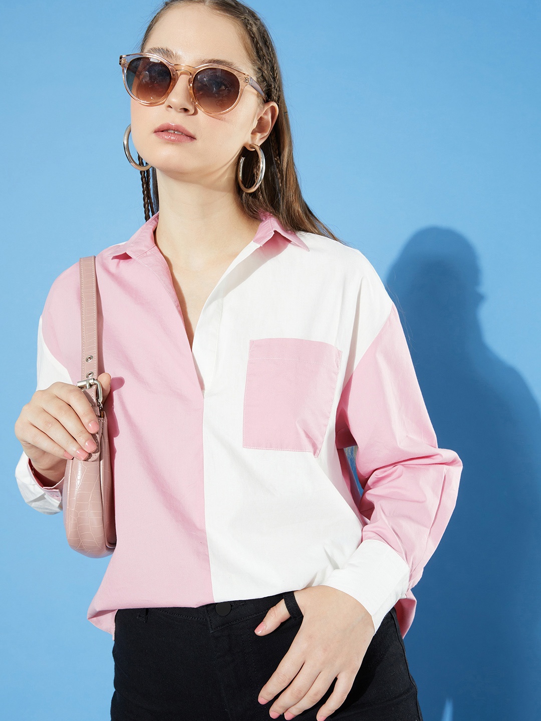 

The Roadster Life Co. Pure Cotton Colourblocked Casual Shirt, Pink