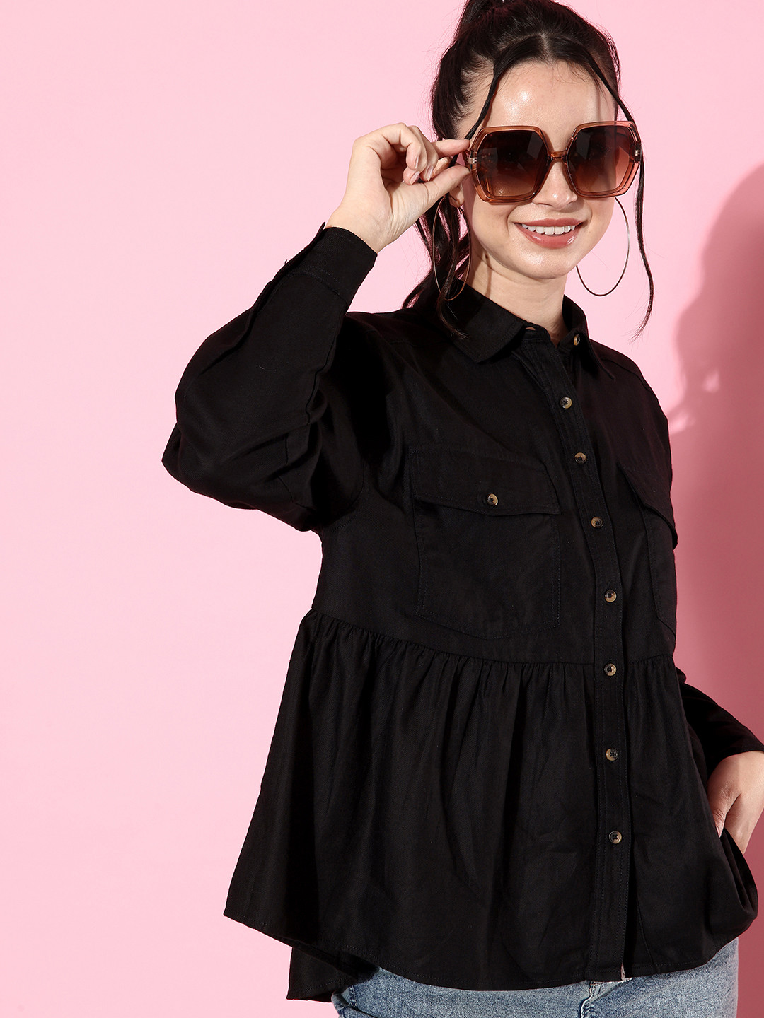 

The Roadster Life Co. Pure Cotton Jet Black We (May) Party-Neutility Casual Shirt
