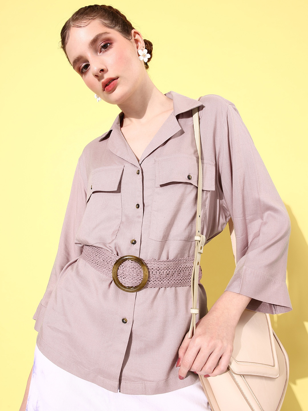 

The Roadster Life Co. Cuban Collar Opaque Casual Shirt, Mauve