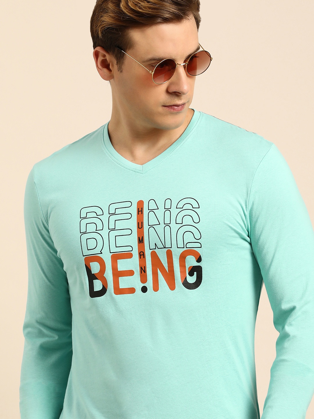 

Being Human Brand Logo Printed Pure Cotton T-shirt, Blue
