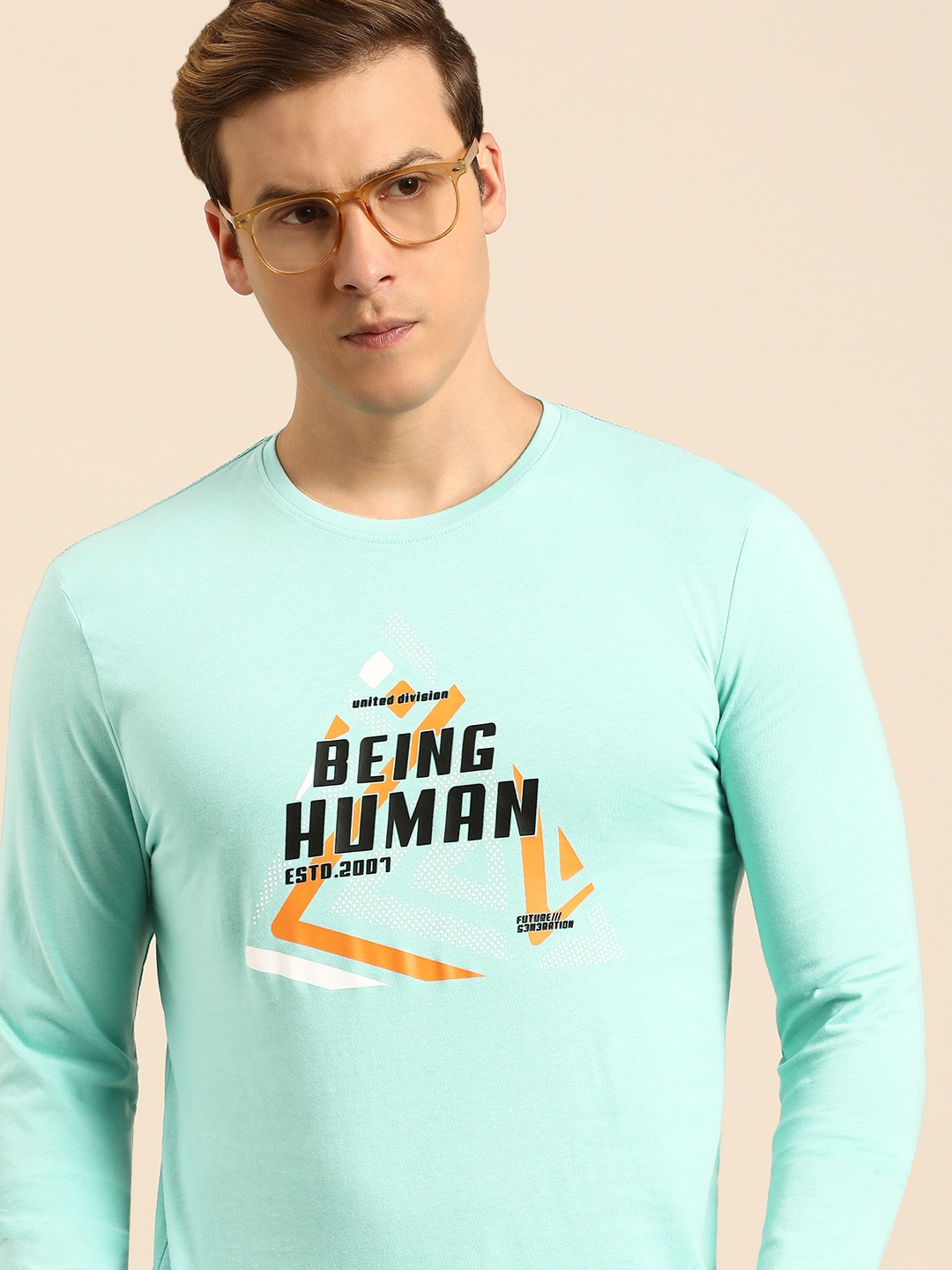 

Being Human Brand Logo Printed Pure Cotton T-shirt, Blue