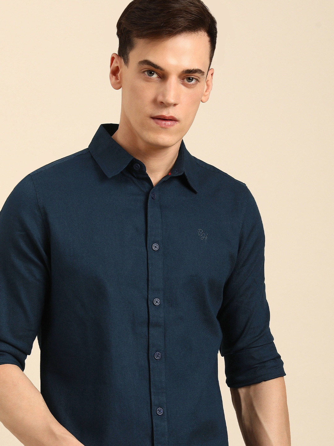 

Being Human Men Slim Fit Pure Cotton Casual Shirt, Navy blue