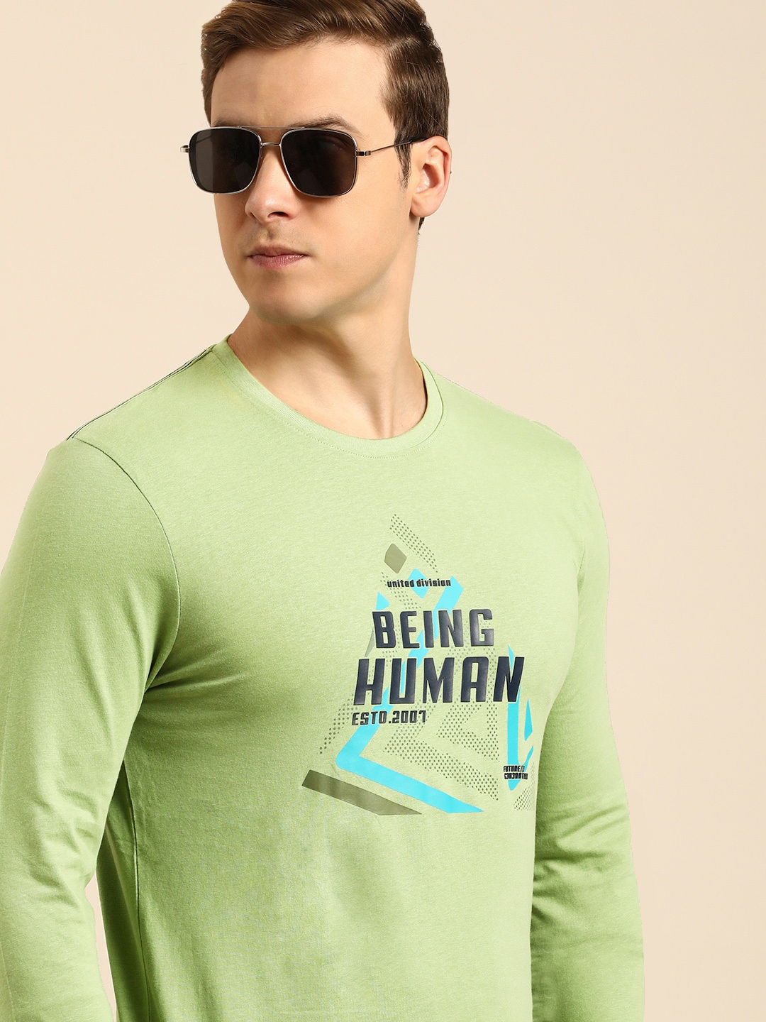 Being Human Brand Logo Printed Pure Cotton T-shirt, Olive