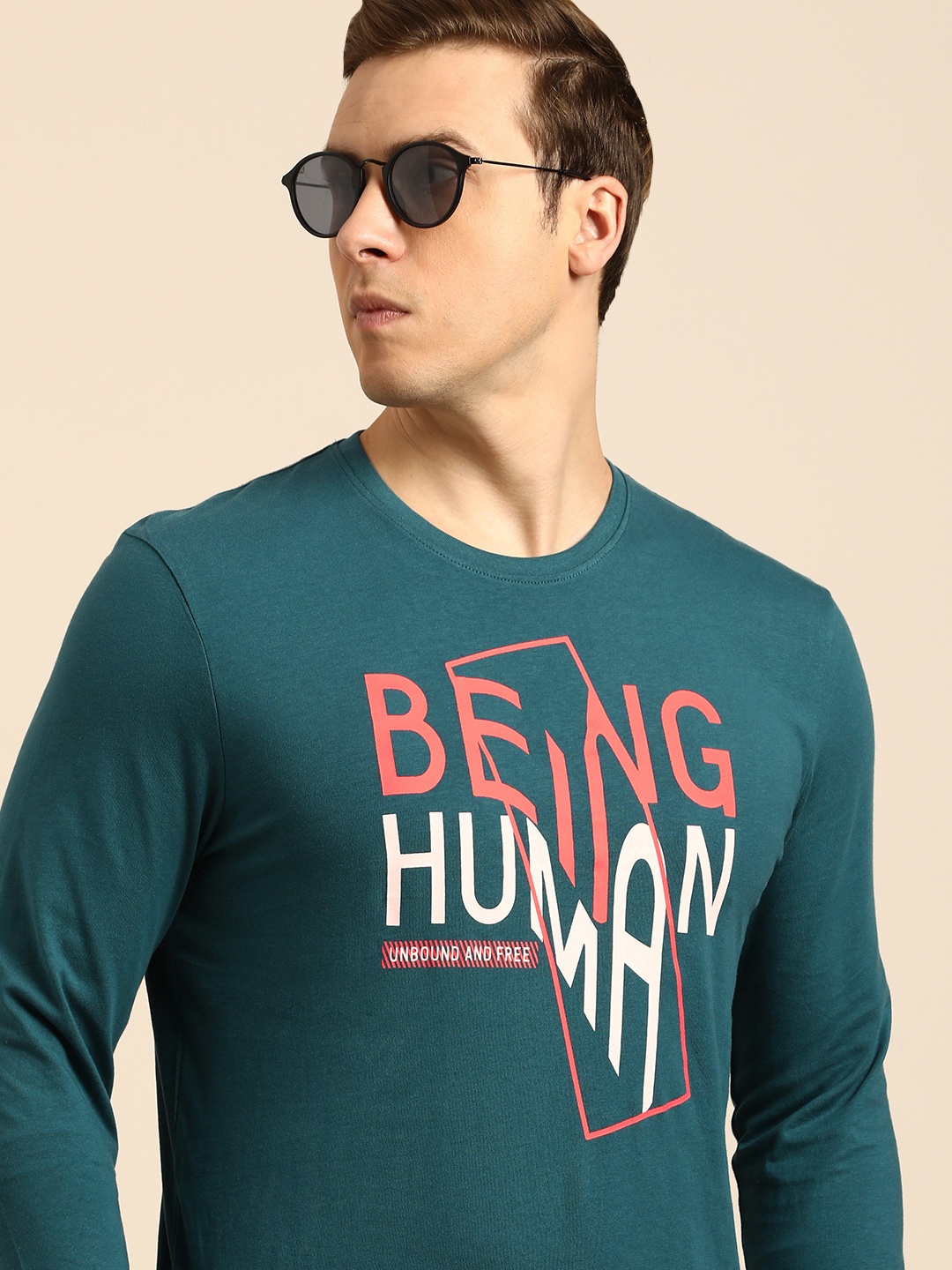 Being Human Brand Logo Printed Pure Cotton T-shirt, Blue