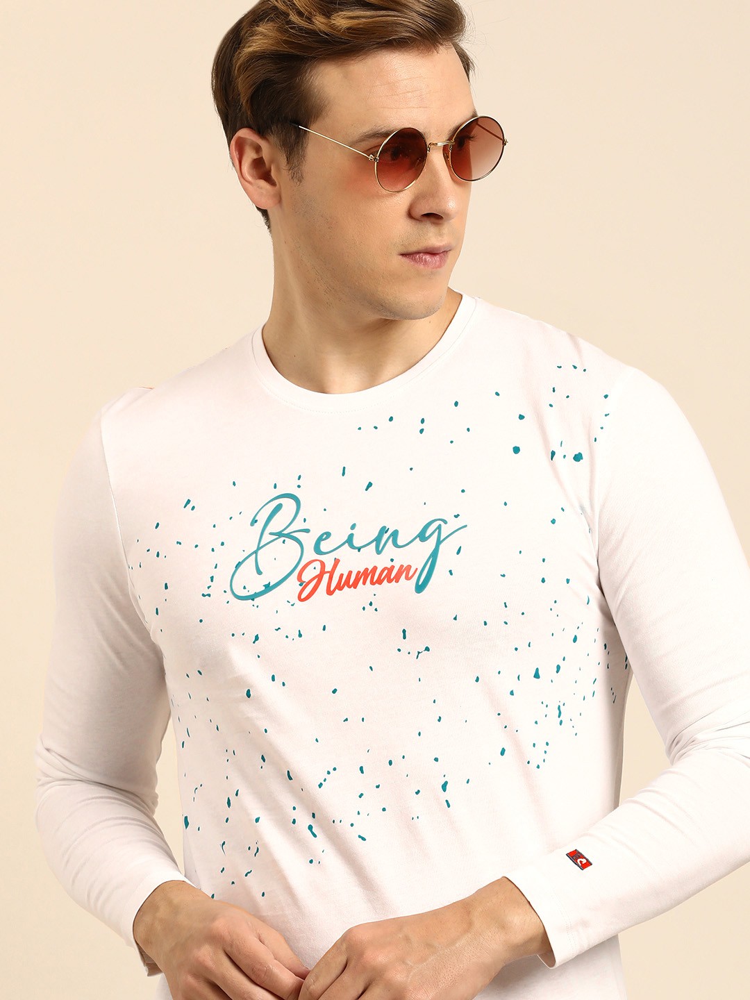 

Being Human Men Brand Logo Print Pure Cotton T-shirt, White