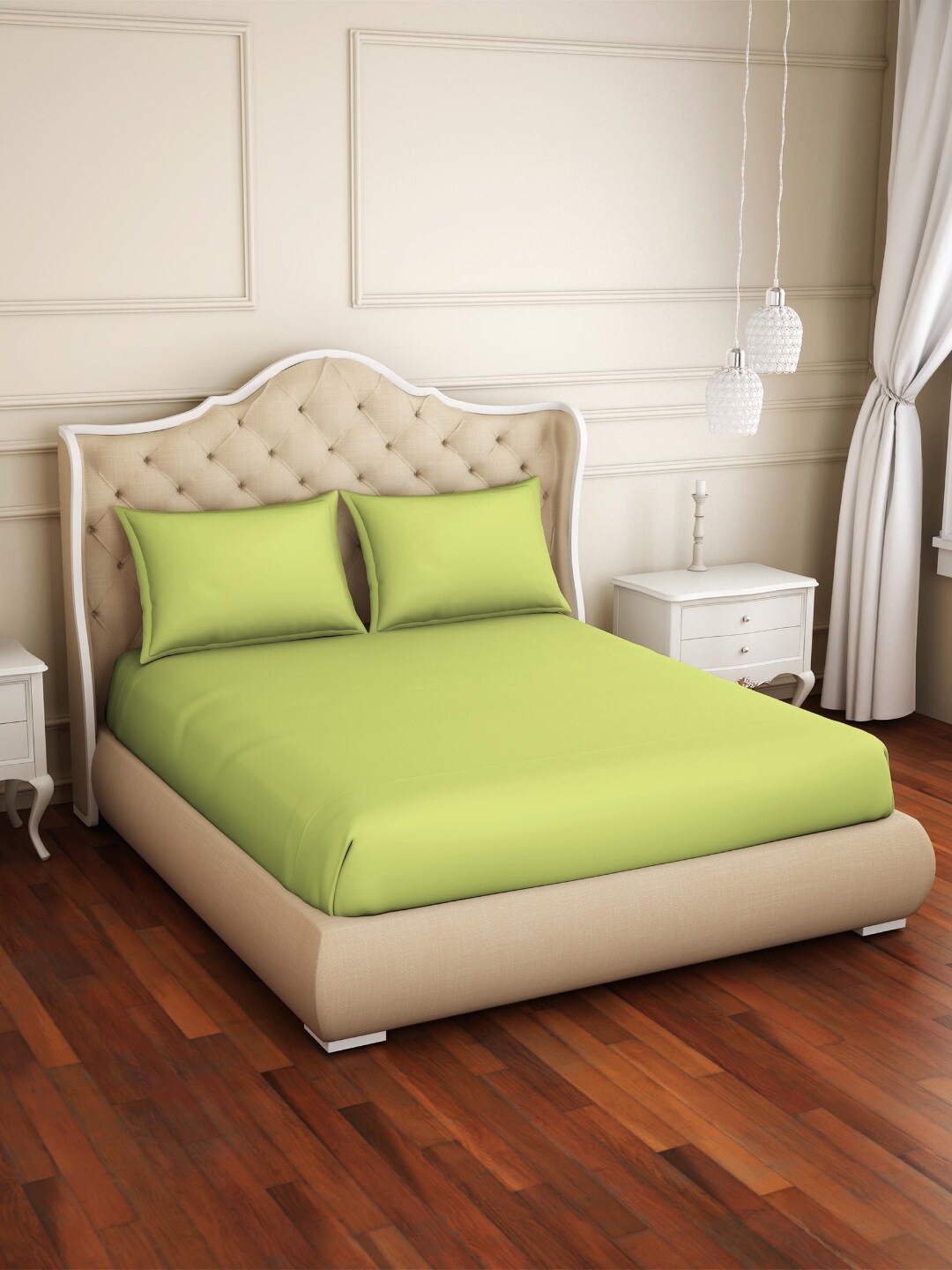

Welspun Restora Green 150 TC Flat Cotton King Bedsheet With 2 Pillow Covers