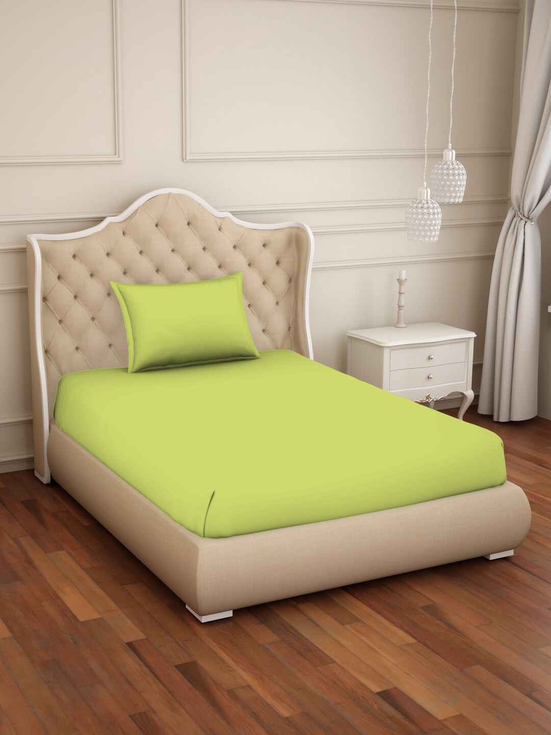 

Welspun Raang Green 150 TC Flat Cotton Single Bedsheet With 1 Pillow Covers