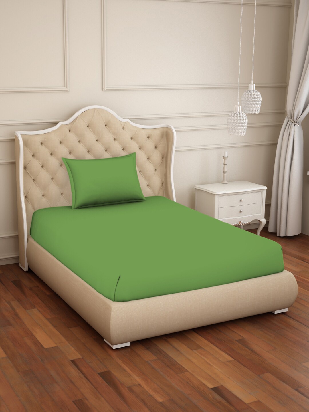 

Welspun Raang Green 150 TC Flat Cotton Single Bedsheet With 1 Pillow Cover