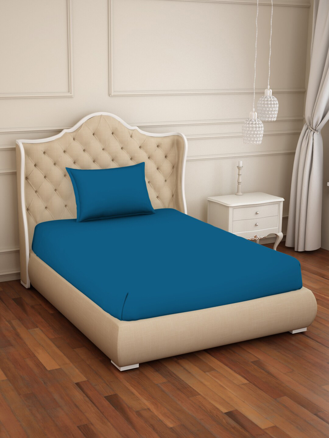 

Welspun Raang Blue 150 TC Flat Cotton Single Bedsheet With 1 Pillow Cover