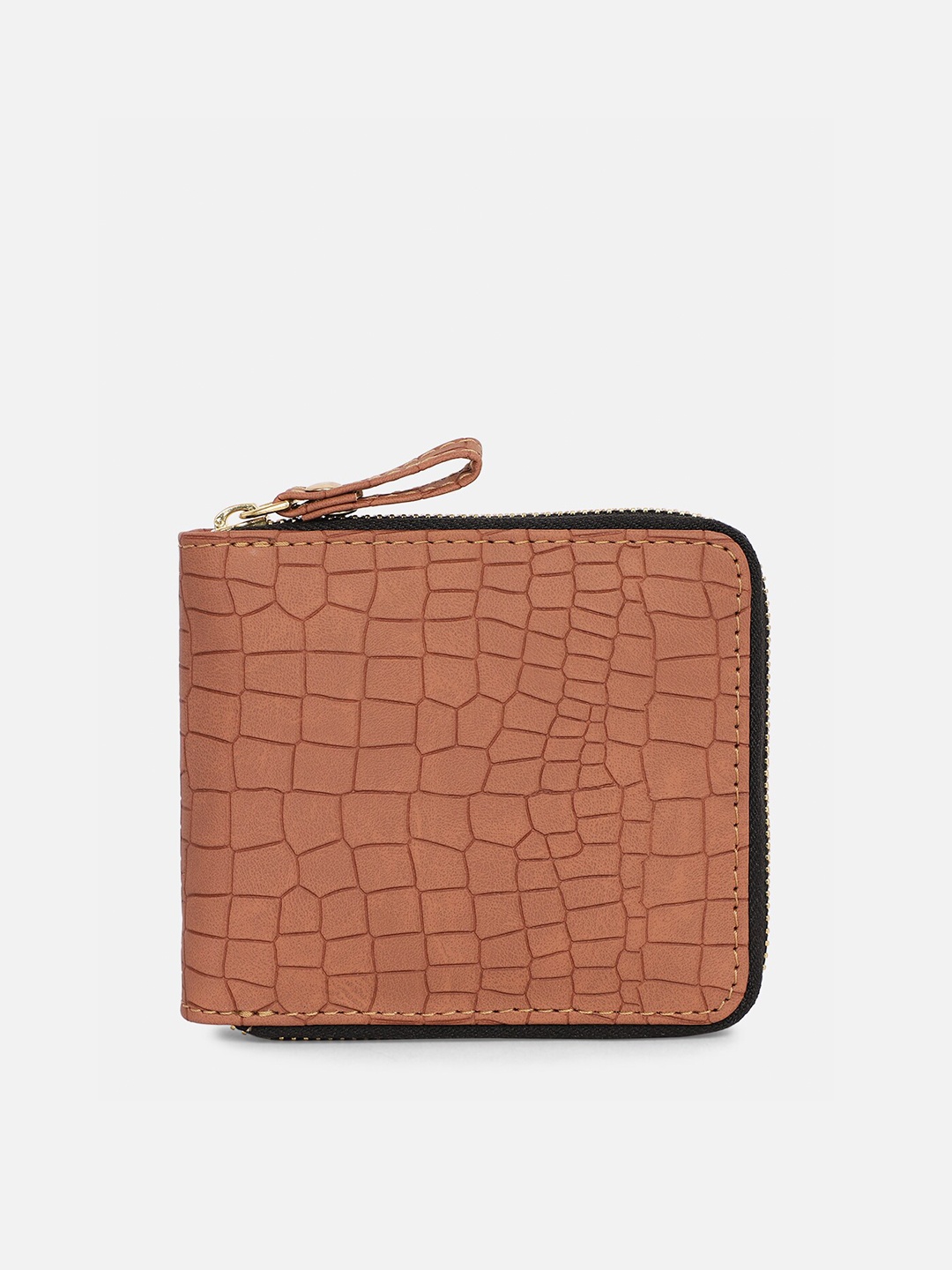 

Bagsy Malone Women Geometric Textured PU Zip Around Wallet, Peach