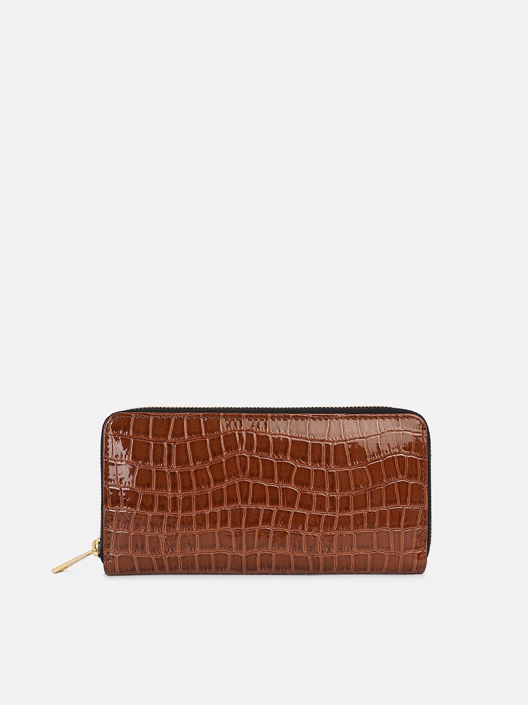 

Bagsy Malone Women Textured Zip Around Wallet, Brown