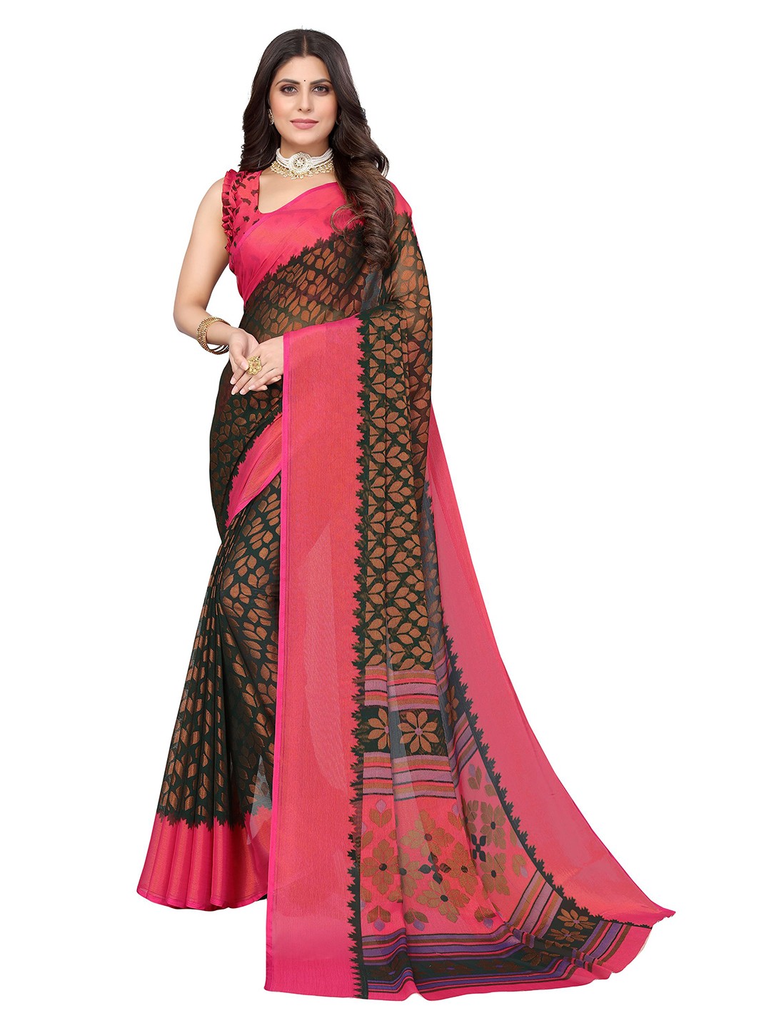 

Florence Ethnic Motif Printed Sarees, Green