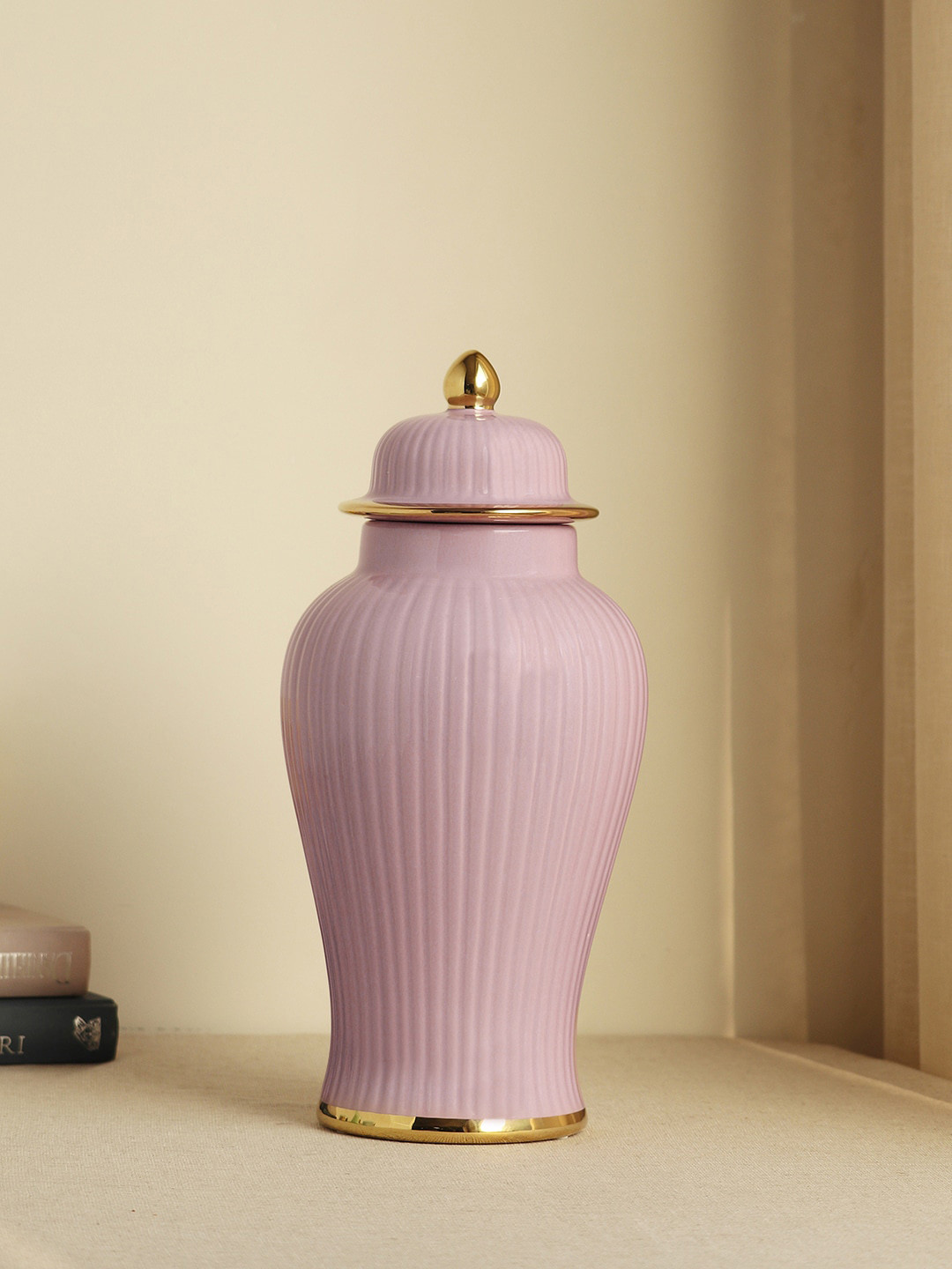 

Pure Home and Living Purple Ribbed Medium Ceramic Urn