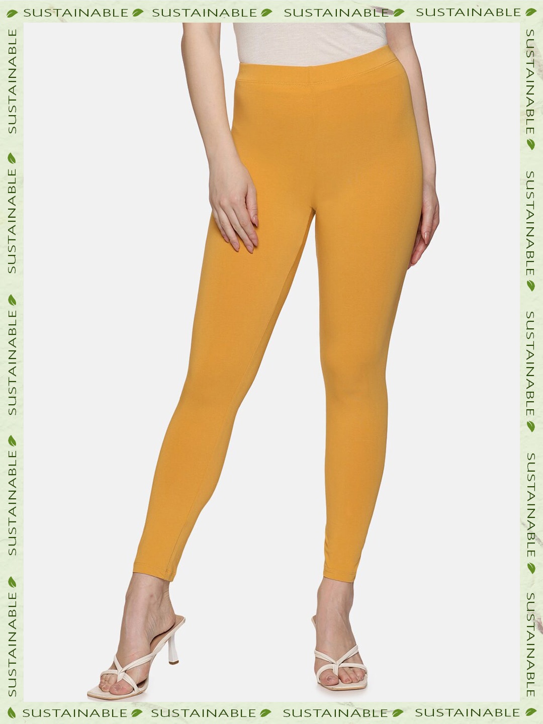 

HERE&NOW Women Ankle-Length Leggings, Mustard