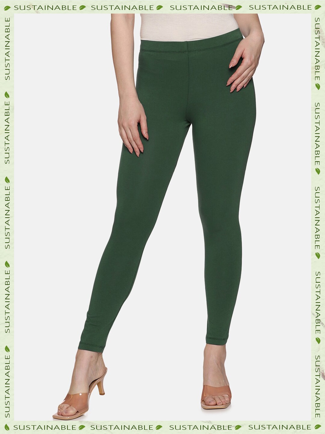 

HERE&NOW Women Ankle-Length Leggings, Green