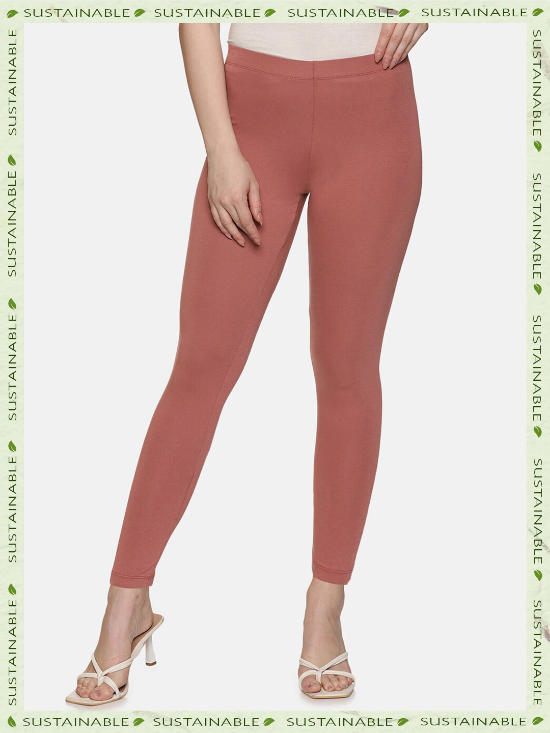 

HERE&NOW Women Ankle-Length Leggings, Rust