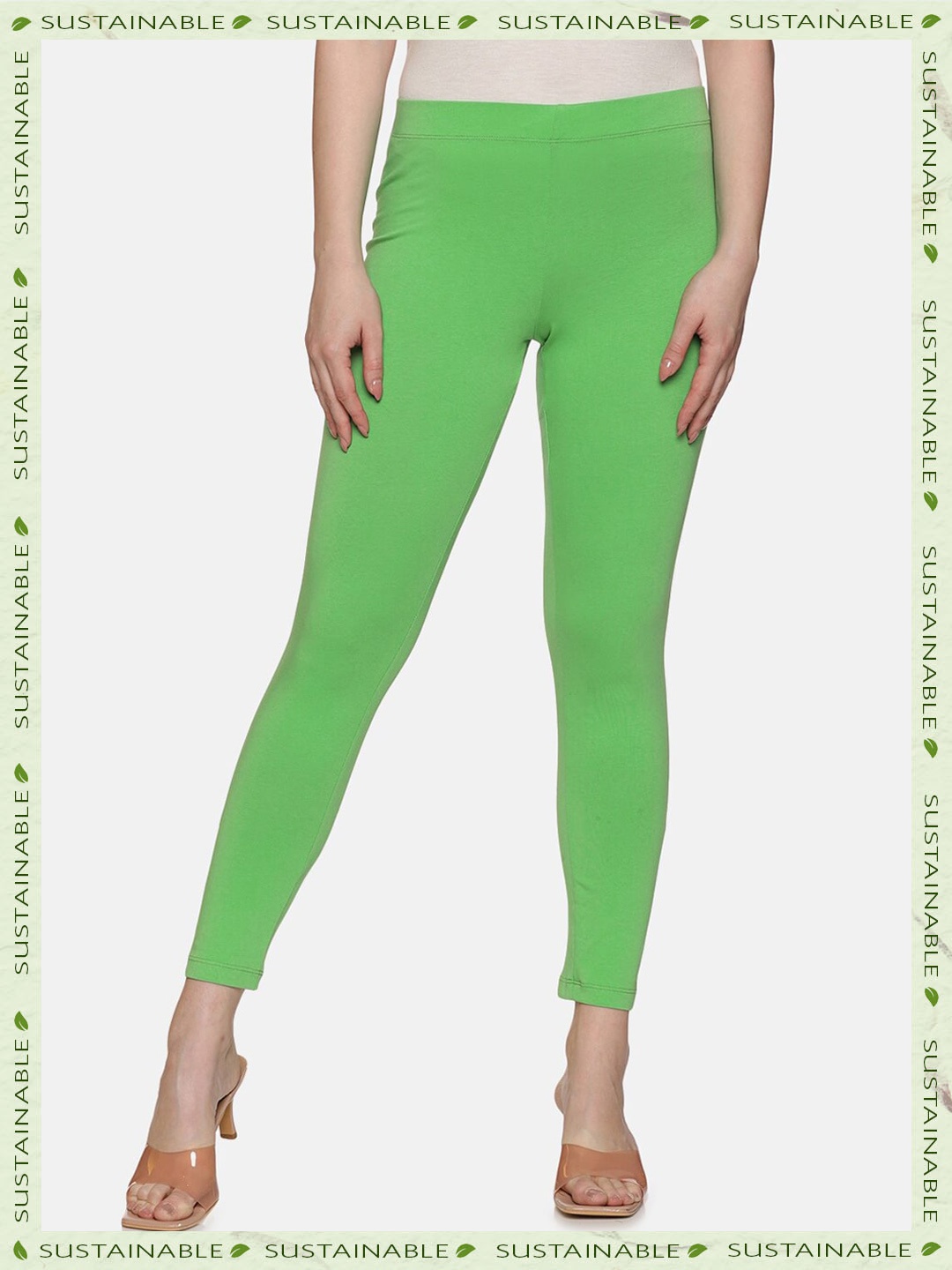 

HERE&NOW Women Ankle-Length Leggings, Green