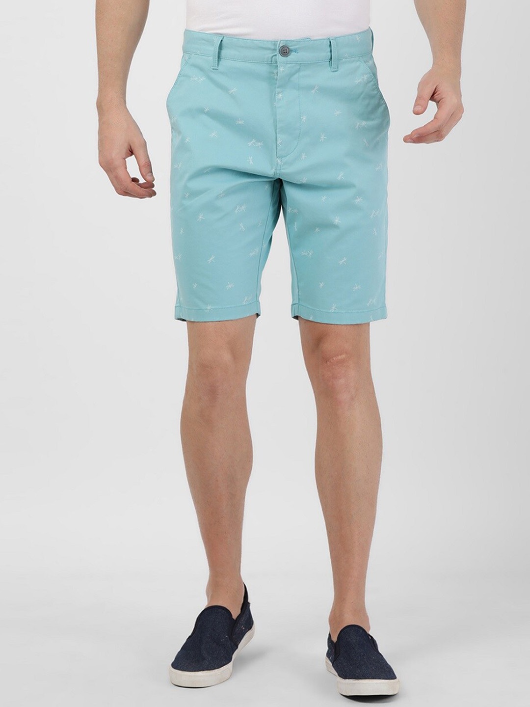 

t-base Men Conversational Printed Shorts, Blue