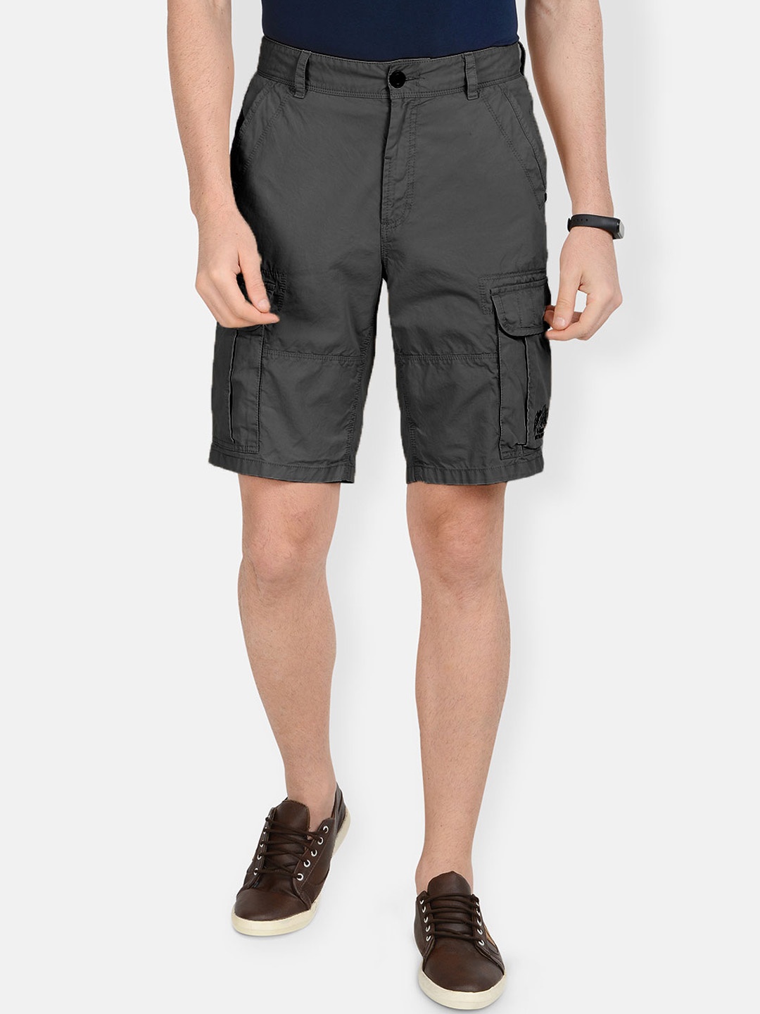 

t-base Men Cotton Cargo Shorts, Grey