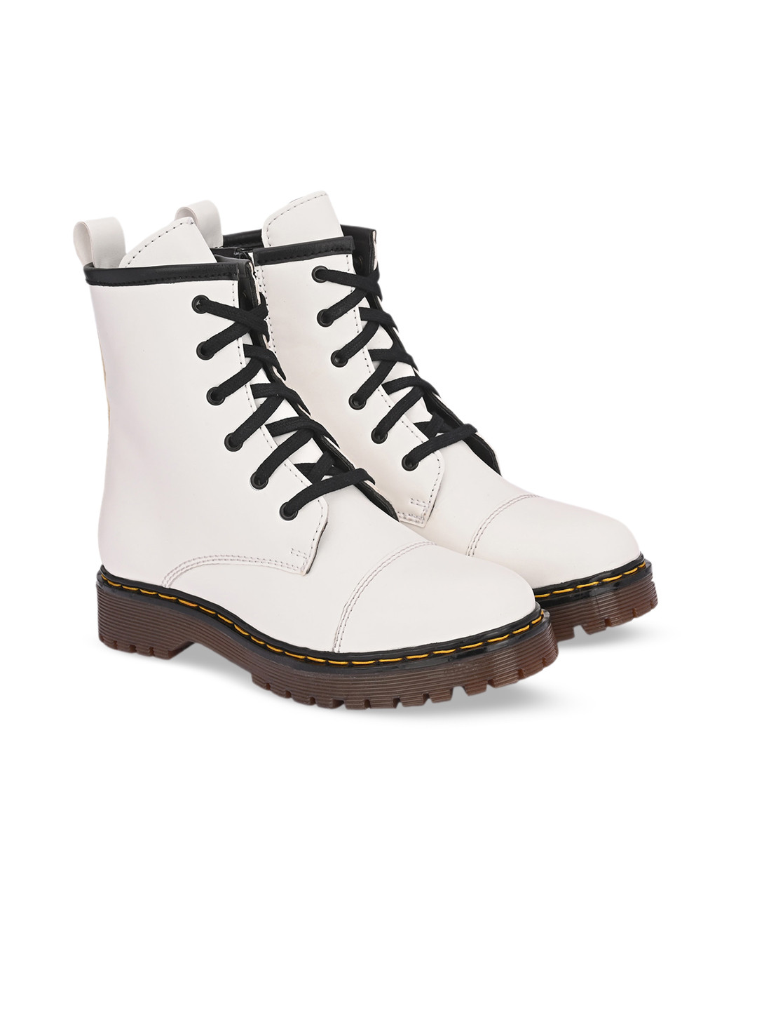 

Delize Women Textured Mid Top Block-Heel Boots, White