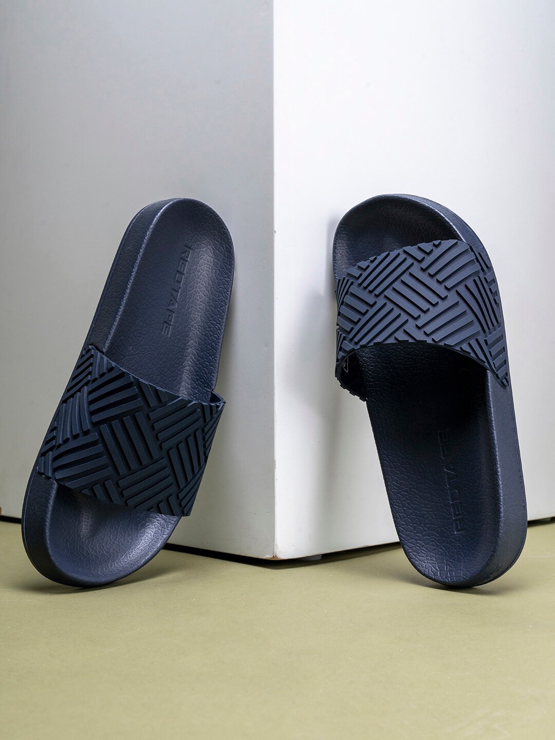 

Red Tape Men Printed Sliders, Navy blue