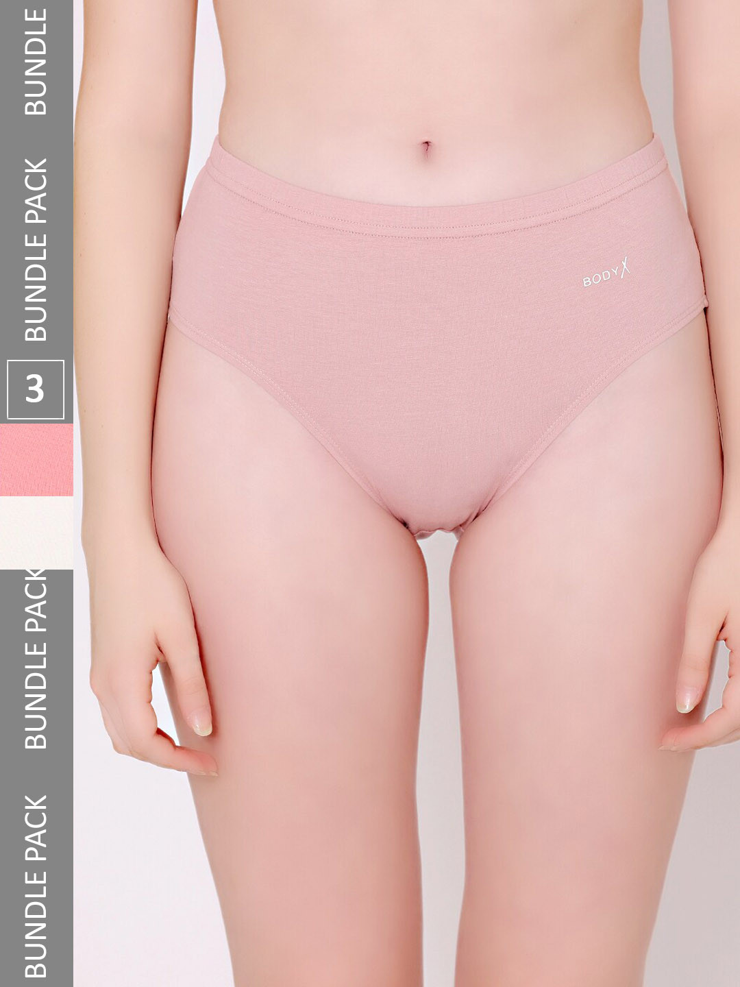 

BODYX Women Pack Of 3 Assorted Mid-Rise Anti-Bacterial Basic Briefs BX506-MULTI-3Pcs-XL