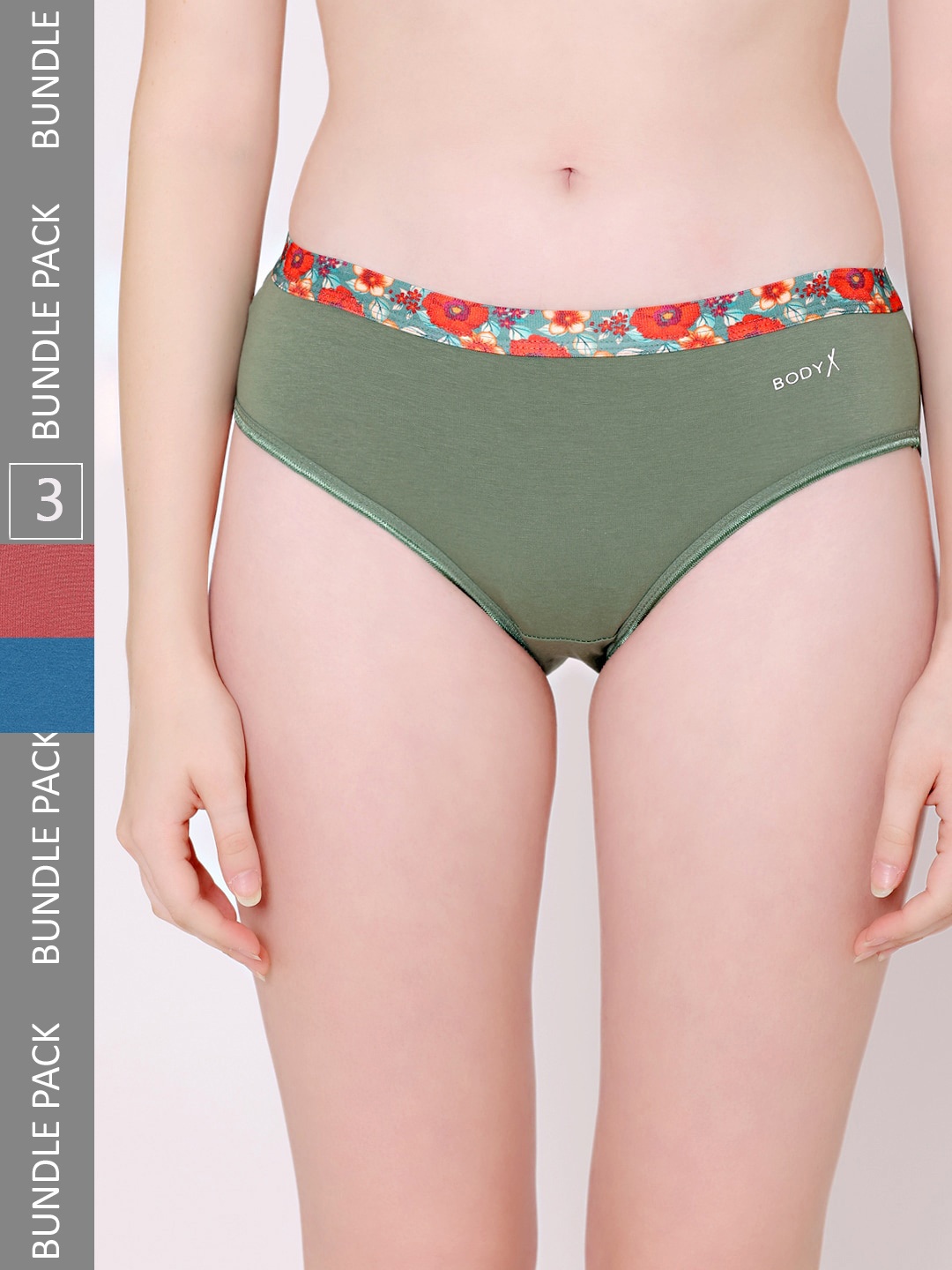 BODYX Women Pack Of 3 Assorted Anti Bacterial Hipster Briefs