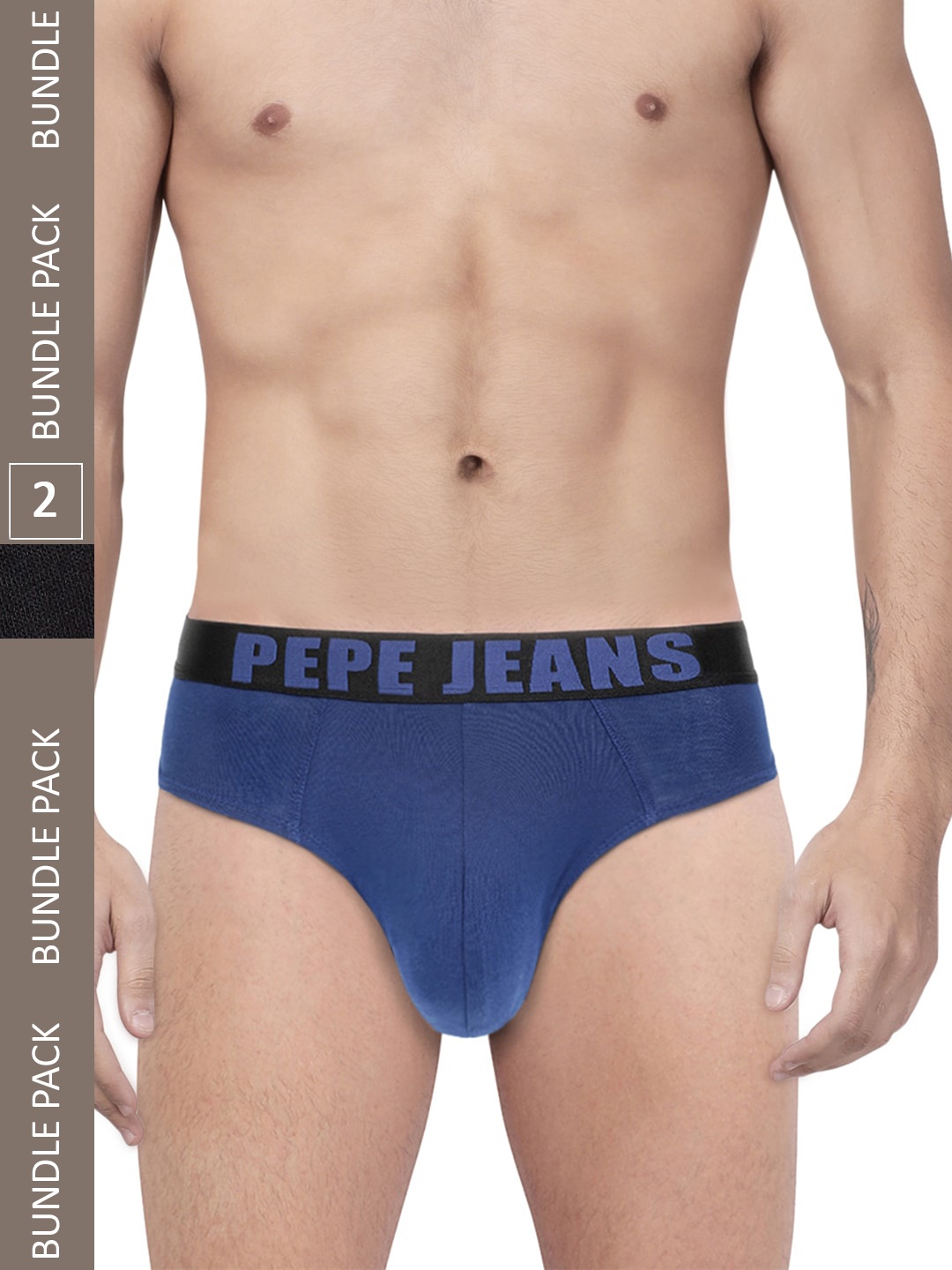 

Pepe Jeans Men Pack Of 2 Cotton Basic Briefs, Black