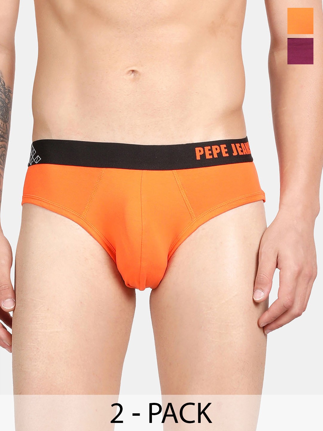 

Pepe Jeans Men Pack Of 2 Cotton Basic Briefs, Purple
