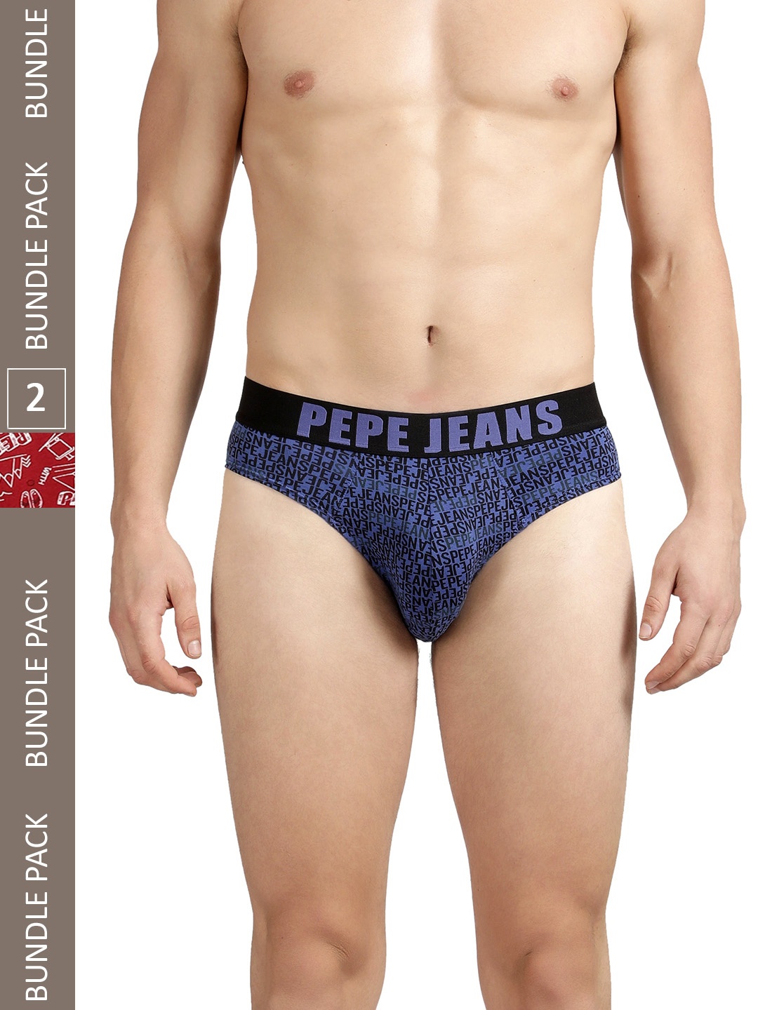 

Pepe Jeans Men Pack Of 2 Printed Cotton Basic Briefs, Red