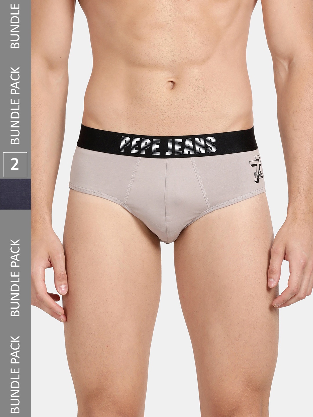 

Pepe Jeans Men Pack Of 2 Cotton Basic Briefs, Grey