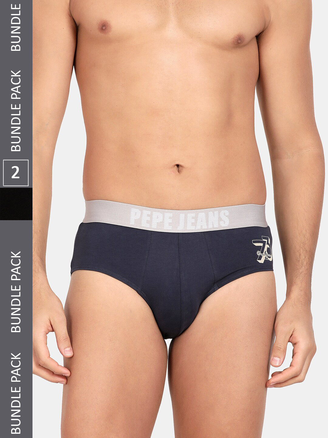 

Pepe Jeans Men Pack Of 2 Low-Rise Cotton Basic Briefs, Black