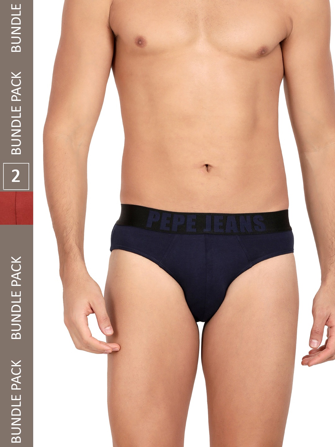 

Pepe Jeans Men Pack Of 2 Low-Rise Cotton Basic Briefs, Maroon