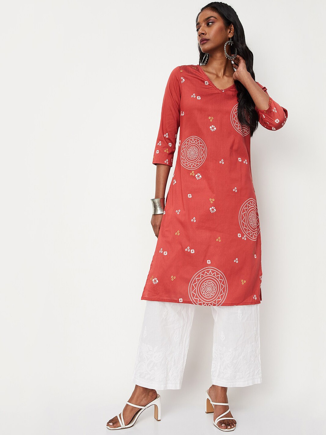 

max Bandhani Printed Kurta, Coral