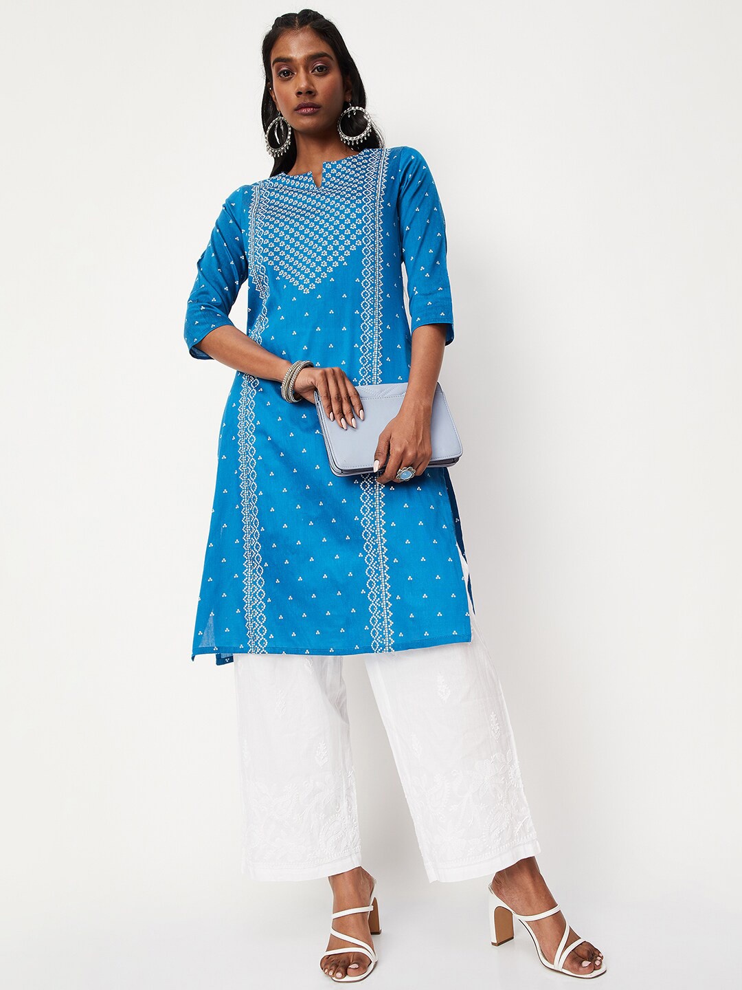 

max Bandhani Printed A-Line Kurta, Teal