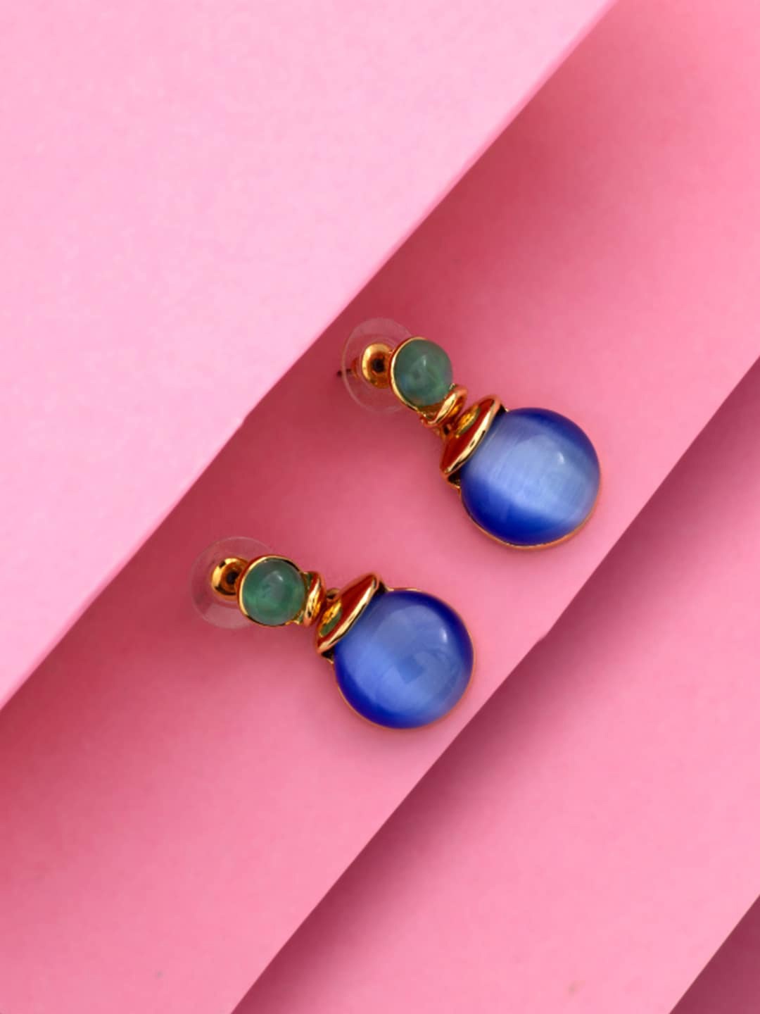 

Estele Gold-Plated Circular Drop Earrings, Blue