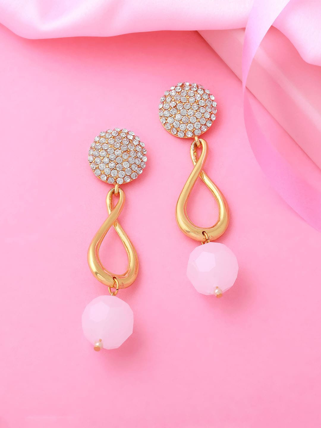 

Estele Gold-Plated Contemporary Drop Earrings, White