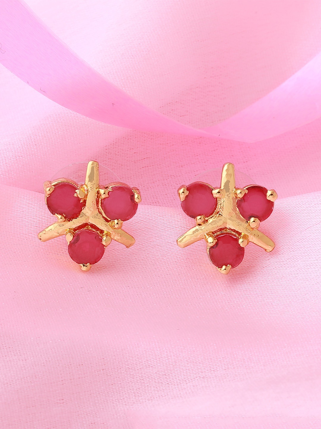 

Estele Gold-Plated Floral Studs Earrings, Pink