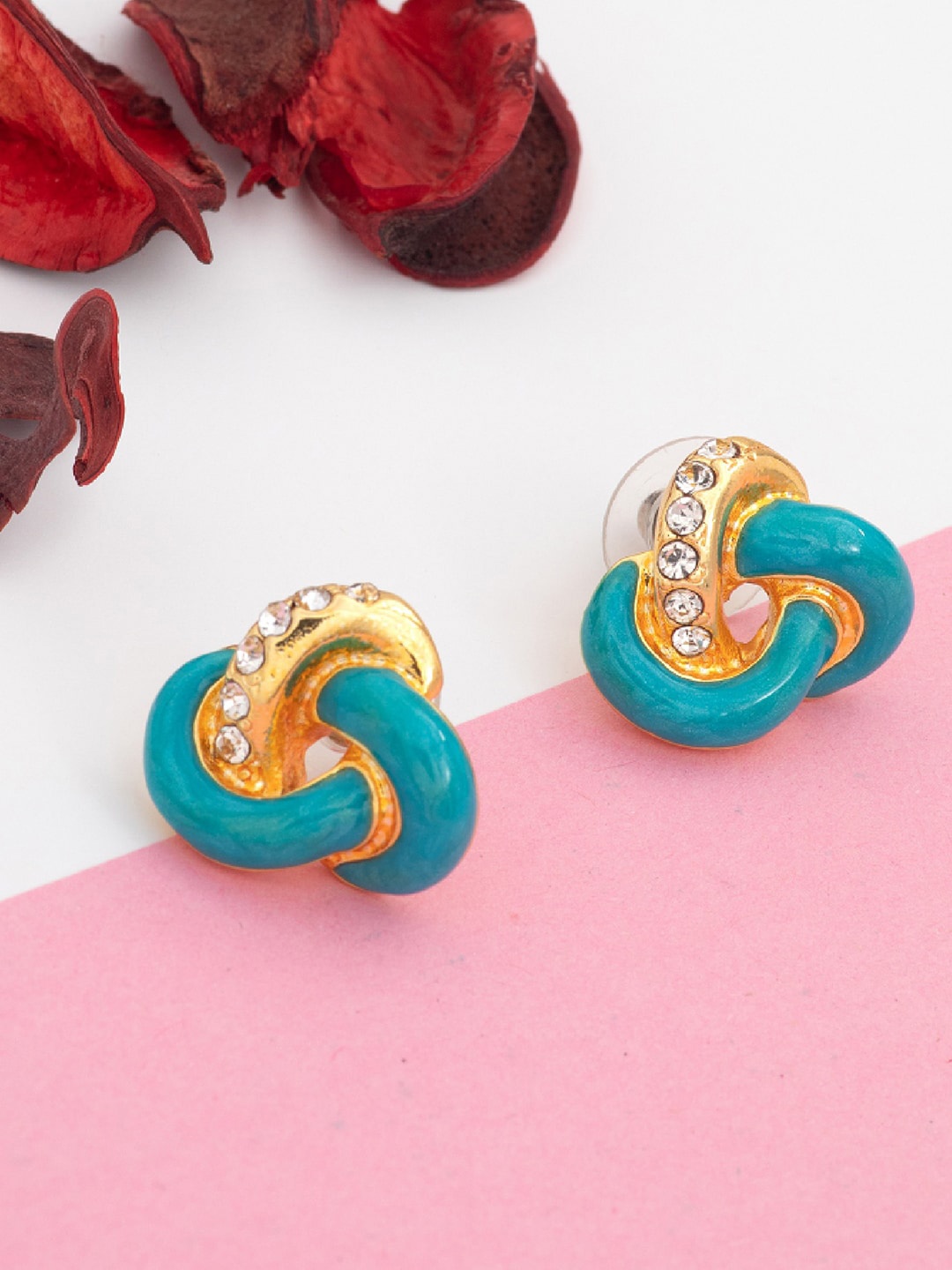 

Estele Gold-Plated Circular Studs Earrings, Blue