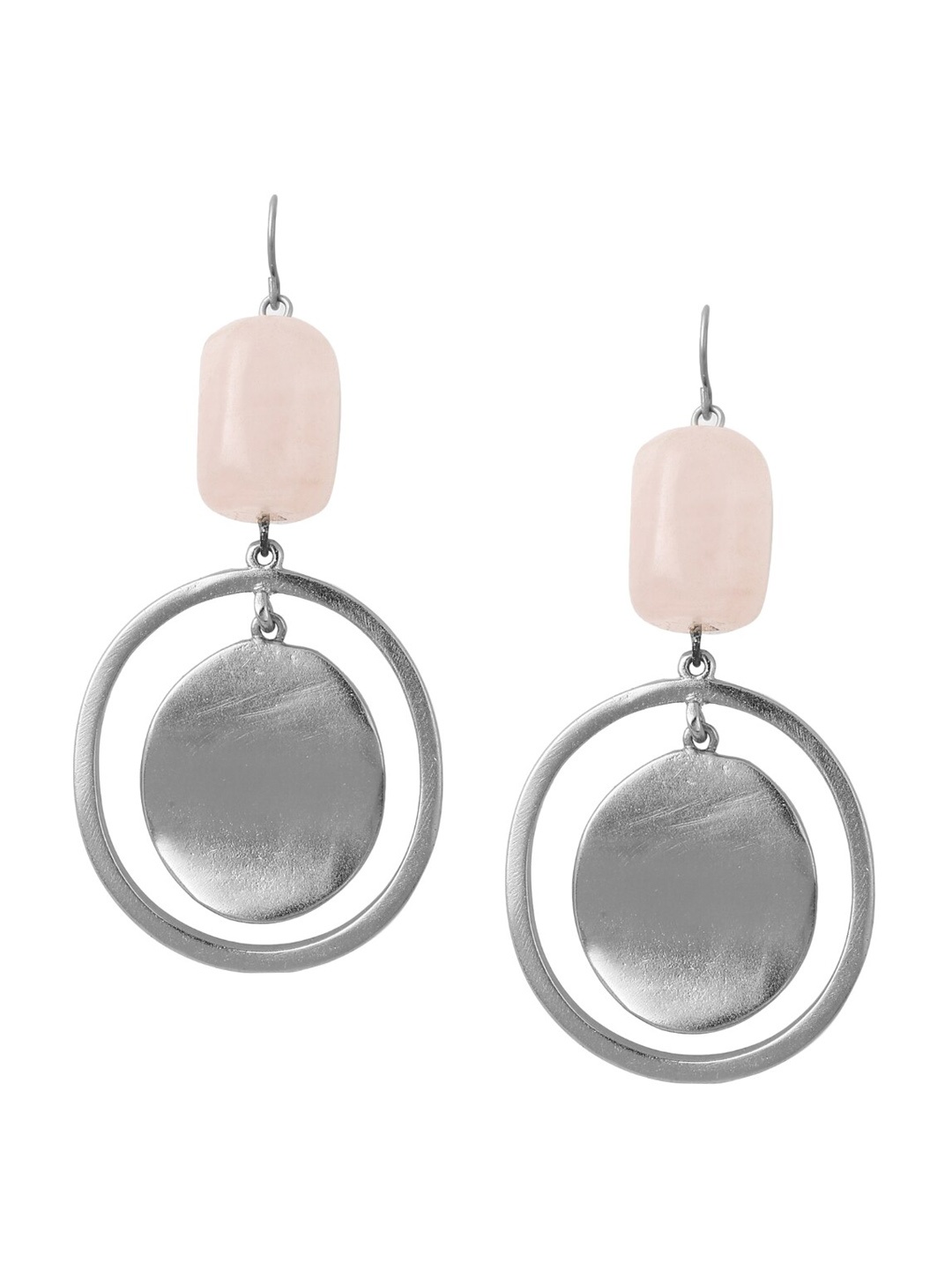 

Estele Rhodium-Plated Geometric Drop Earrings, Pink