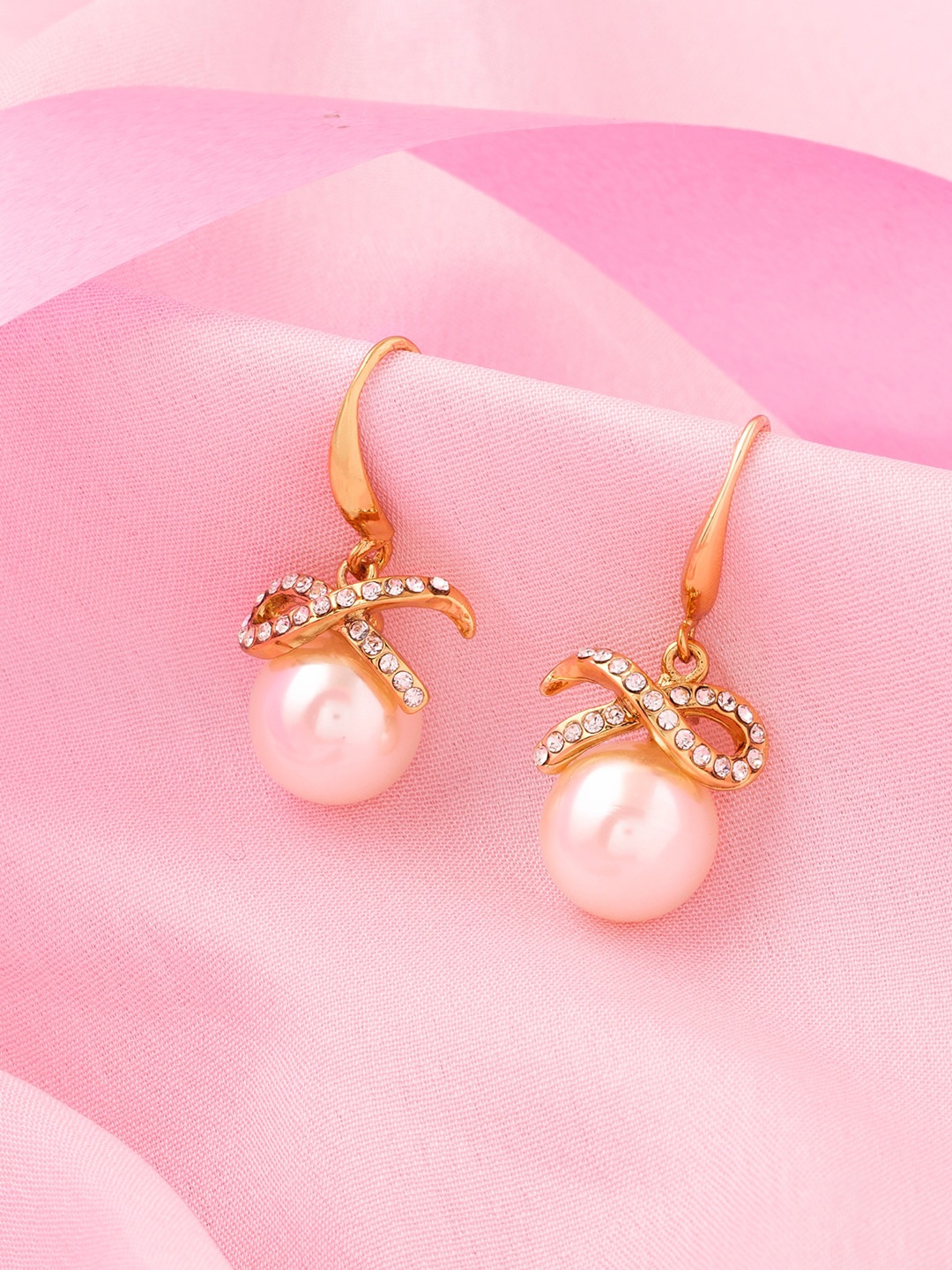 

Estele Gold-Plated Circular Drop Earrings, White