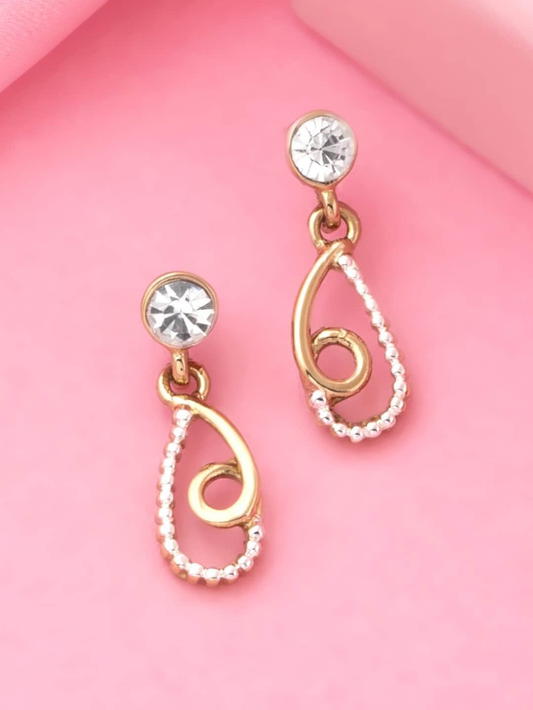

Estele Gold-Plated Contemporary Drop Earrings, White
